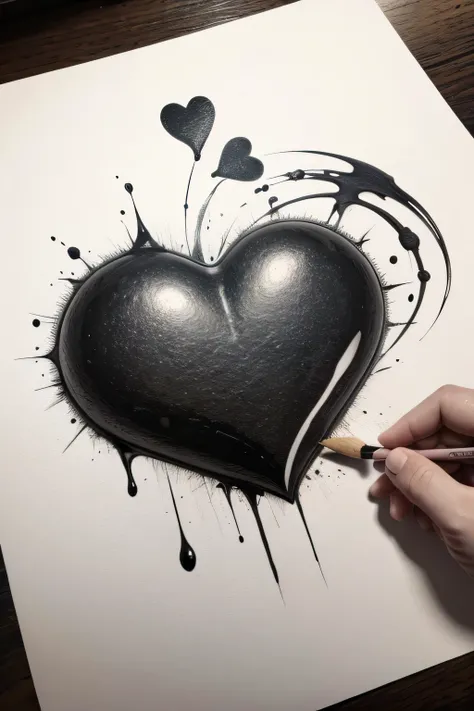 ink heart drawing 