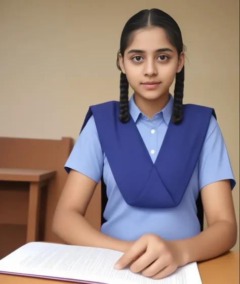 Raw photo , 1 girl ,Wearing salwar kameez uniform, teen school girl, with plait ,studying in the classroom , professional photographer, (hdr:1.4), masterpiece, ultra-realistic 8k, perfect artwork, intrincate details, cute face, award winning photograph,...