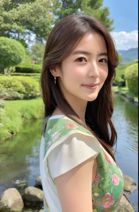 ((Highest quality)), ((masterpiece)), (detailed),Perfect Face,Japanese,Landscape Mature Woman,Upper Body