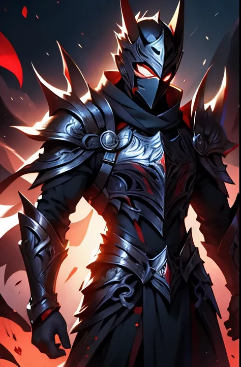Male warrior in black masked armor