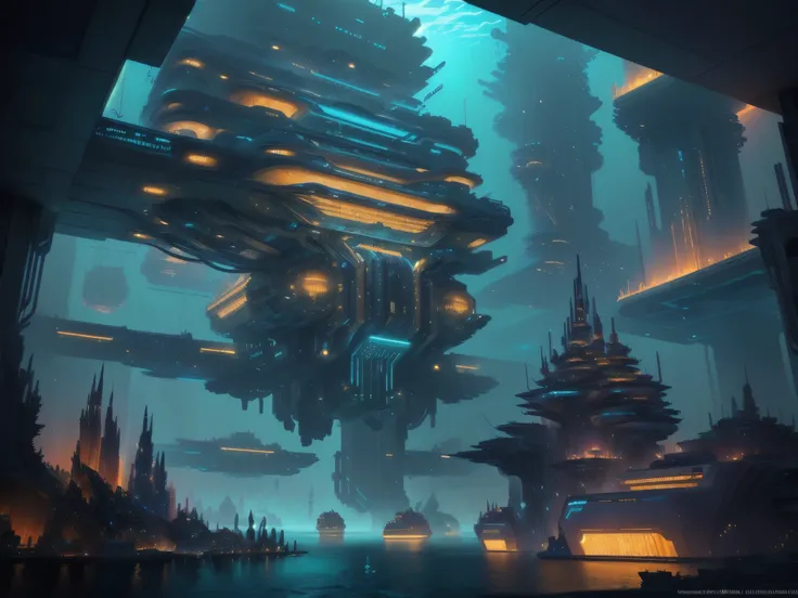 futuristic underwater metropolis, an underwater city, underwater city, ultra detailed conceptual artwork, conceptual artwork 2022, 8 mil high detail conceptual artwork, conceptual artwork 8k resolution, conceptual artwork 8 mil resolution, conceptual artwo...