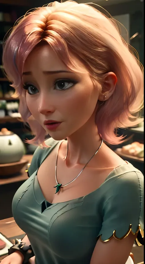 elf girl (cuarzo rosa su-elsa frozen disney tinker waifu mezclando modelos .) (ultra fusión de cabello blanco y rosa) fondo de p...