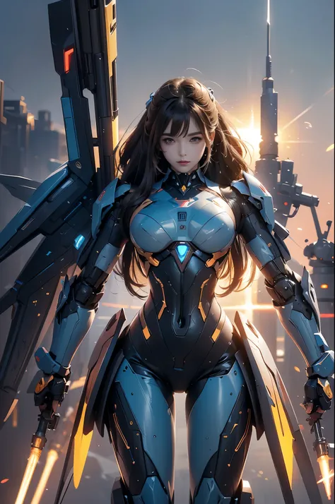 Very large combat robot carrying layers of personnel inside similar but (NOT the same as ZGMF-X20A Strike Freedom), the combat robot is the improved version of its type and is characterized by its pink, blue and gold color scheme, as well as its large wing...