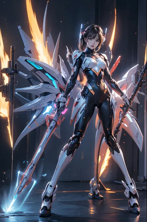 Very large combat robot carrying layers of personnel inside similar but (NOT the same as ZGMF-X20A Strike Freedom), the combat robot is the improved version of its type and is characterized by its pink, blue and gold color scheme, as well as its large wing...