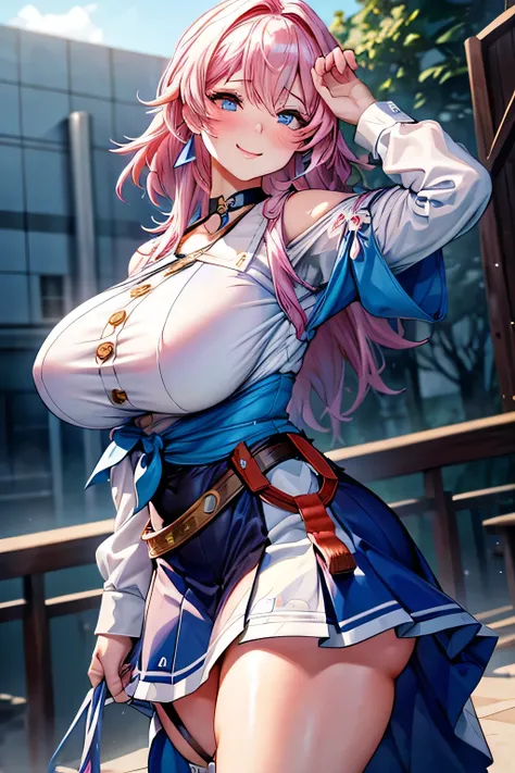 Hentai anime actress, giant tits, huge , whole body, sexy, way hot milf big and thick masterpiece, meinaunreal 7 de marzo (Honkai: star rail), 1 girl, blue eyes, blue Skirt, old, separate sleeves, earrings, ice, jewelry, long sleeves, medium old, medium ha...