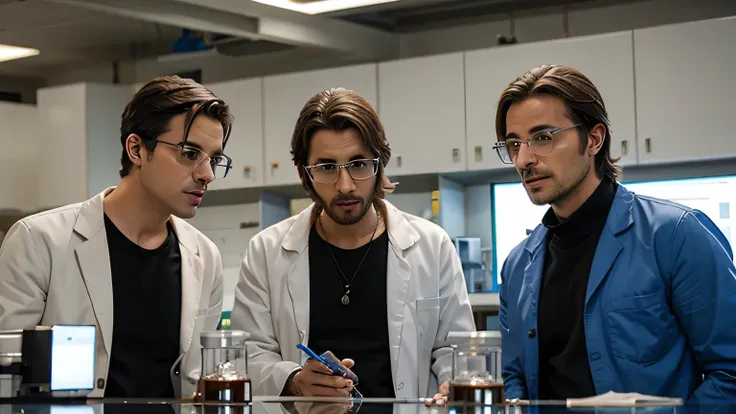 3 male scientist talking in labs