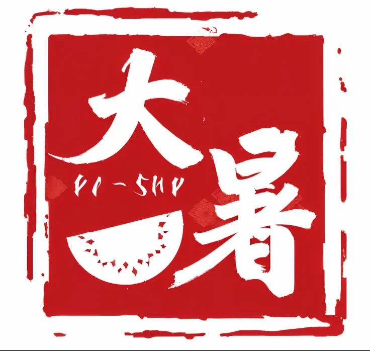 A red and white logo，There is a picture of a man and a woman on it, daoshu, daopao, style, Inspired by Gatōken Shunshi, Inspired by Zhou Wentianchong, Qi Baishi style, Ghost Festival, Inspired by Qi Baishi, Chinese text, shan shui