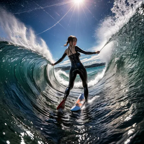 (zoomedout:1.28, wide-shot) zoomlayer (epic photo of surfer magazine:1.37). (full of water, everything wetted:1.4) wethair (extr...