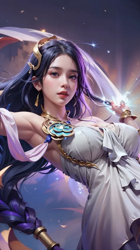 a close up of a girl (mobile legends character)blonde & grey hair , big booobs ,  shadowbringers cinematic, 4 k detail fantasy, a beautiful fantasy empress, game cg, xianxia fantasy, xianxia hero, 2. 5 d cgi anime fantasy artwork, cinematic goddess close s...