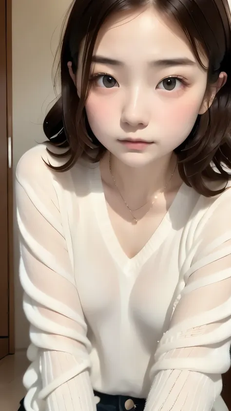 (masterpiece, highest quality:1.2), one girl, 18-year-old, cute, expressionless, alone, small nose, small red cheeks and nose, 非...