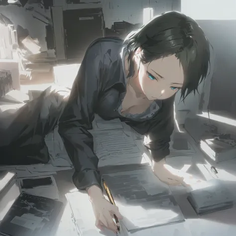 anime girl laying on the floor with a pen and paper, makoto shinkai. digital render, makoto shinkai art style, artwork in the style of guweiz, makoto shinkai and artgerm, ( ( makoto shinkai ) ), makoto shinkai style, guweiz, makoto shinkai. high detail