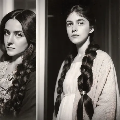 arafed photo of a woman with a braid in her hair, in her early 20s, maria fortuny, marianne collins, nadezhda tikhomirova, photo of young woman, leonora karrington, maria panfilova, anna kovalevskaya, anastasia ovchinnikova, lola dupre, e. h. beatrice blue