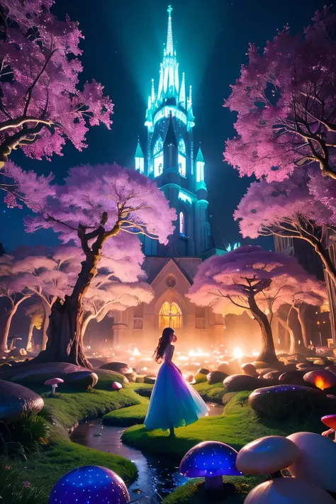 ((Highest quality)), ((masterpiece)), (detailed), One girl, sexy 
    "A magical forest with glowing mushrooms and fairies dancing among the trees"
    "A surreal landscape with floating islands and crystal waterfalls"
    "A dreamlike cityscape with tower...