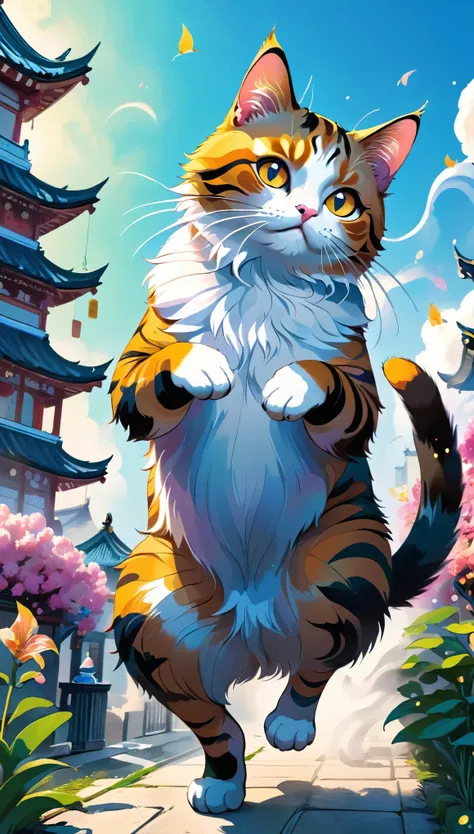 huge pussy:1.4, surreal landscape, calm natural environment, detailed cat characteristics, 気まぐれでfantasyなシーン, giant cat, put out ...