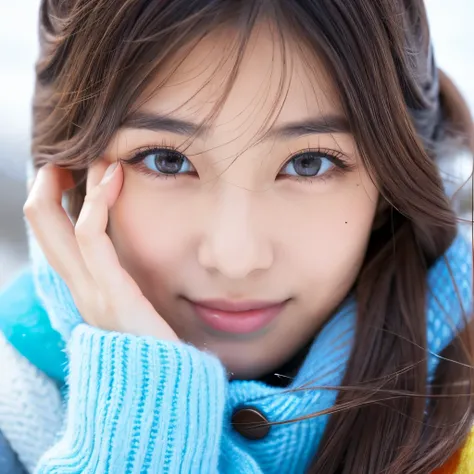 Highest quality, masterpiece, Ultra-high resolution, (Realistic:1.4), RAW Photos, Many girls, The most famous Japanese idols are having a great time on the winter beach, all teenagers, (Variety of faces, Very cute face, Very beautiful face, Very childish f...