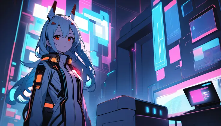 
20:58:36
(Highest quality:1.2),One girl,alone,Ayanami Rei,White bodysuit,Red eyes,Pilot Suit,Long Hair,Blue Hair,bangs,Interface Headset,Hair between the eyes,Pixelated Background,Neon Light,Sci-Fi Color Scheme,Vibrant colors,Metallic texture,Detailed sha...