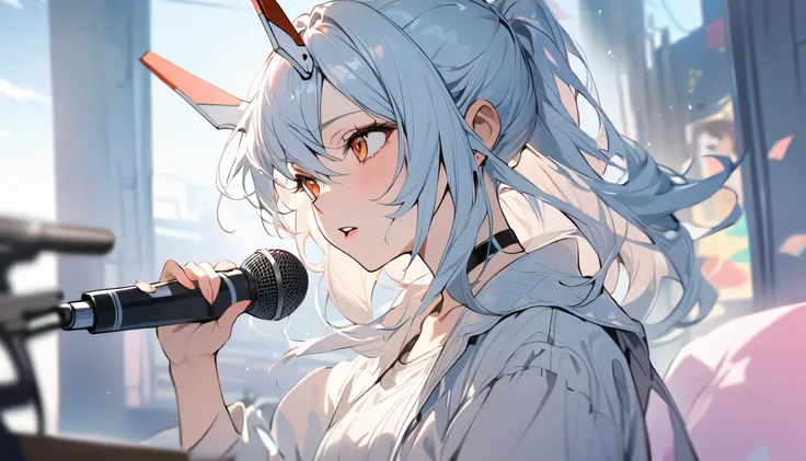 masterpiece, Awesome girl, Pale pink lips, Light blue hair,intellectual, Ayanami Rei,Singing,The clothes are cool,It&#39;s about to start moving,The background is amazing,Rei Ayanami,No exposure,
