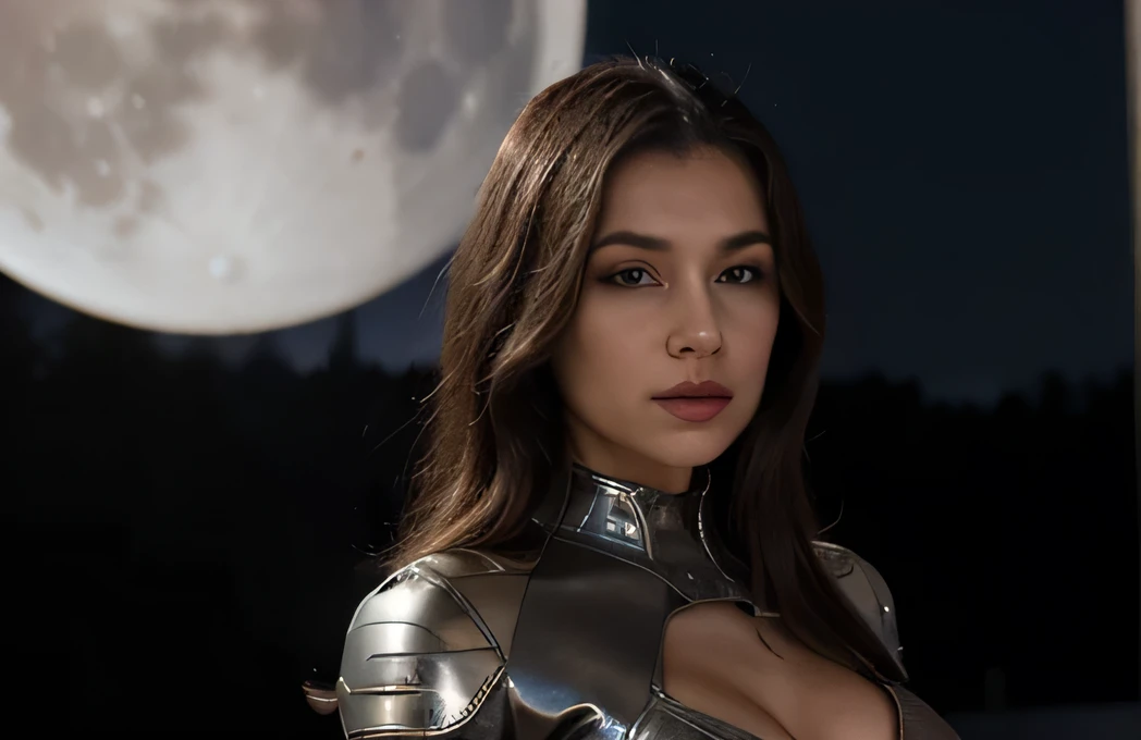 Young woman, gorgeous, spaceship, moon, sexy clothes, futuristic suit, Spy, super quality, super figure, Beautiful bust