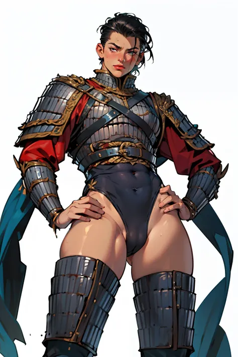 (high resolution, pixel perfect, gorgeous illustrations), (hyper quality, muste piece, etheric: 1.4), ((nsfw)), (((cowboy shot))), face focus, ((solo)), ((androgynous)), (female savage), dominatrix, (((sexy pose))), cool atmosphere, black hair, (((((very_s...