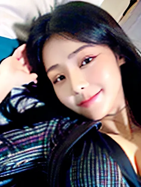 A cute face like a 21-year-old idol　Wearing black pajamas　Lying in bed with a high fever　She smiles, looking a little sick from the fever.　Sweating on face and chest　Small Bust　Cleavage　I have a high fever and I&#39;m lying in bed sleeping.　In a dark room　...