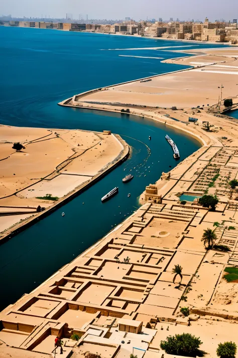 Alexander founding the city of Alexandria in Egypt, with the landscape of the Nile Delta in the background.