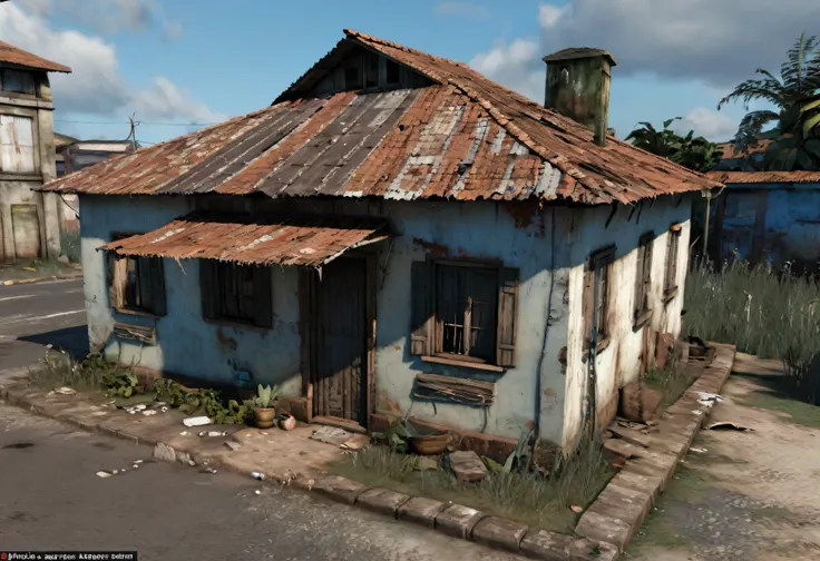 em vários ângulos da mesma older brazilian house with very poor appearance. The house has only two bedrooms and is in poor condition.. It looks very shabby and looks very old.. [City house] [pobres] [miserable] [older] [mic] [3d modle]