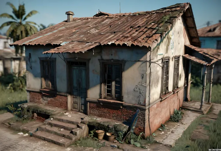 em vários ângulos da mesma older brazilian house with very poor appearance. The house has only two bedrooms and is in poor condition.. It looks very shabby and looks very old.. [City house] [pobres] [miserable] [older] [mic] [3d modle]