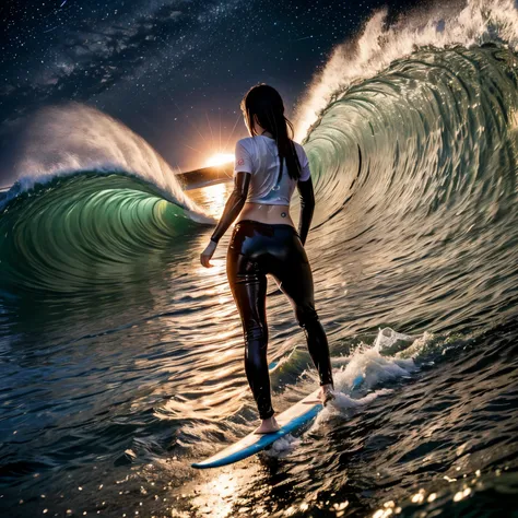 (ZoomedOut:1.28, Wide-shot) ZoomLayer (Epic photo of surfer magazine:1.37). (Full of Water, Everything Wetted:1.4) WetHair (extremely detailed Cute Girl)(SparklingHighlights:1.28), Dynamic Joyful Expressions LifeLike Rendering  . Overflowing Gigantic Sideb...