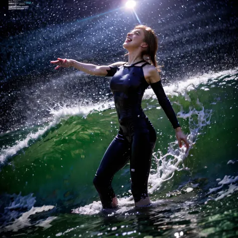 (ZoomedOut:1.28, Wide-shot) ZoomLayer (Epic photo of surfer magazine:1.37). (Full of Water, Everything Wetted:1.4) WetHair (extremely detailed Cute Girl in RED)(SparklingHighlights:1.28), Dynamic Joyful Expressions LifeLike Rendering (ManoErina:1.0) . Over...