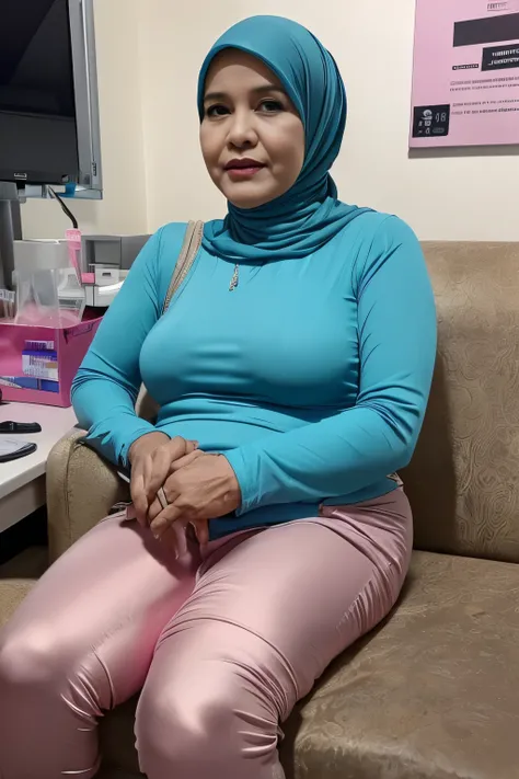 (HIJAB), 56 years Old, Indonesian mature woman, Big  : 43.9, Gamis, breast about To burst out from her clothes, ((at Obstetricians office)), Dark light, at Nighttime, wearing lingerie, ((Open-Up Legs)), ((A Lot Of Sperm liquid and pee dripping out through ...