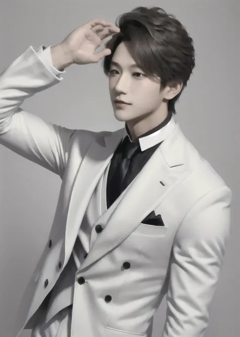 1boy,head, white suit,