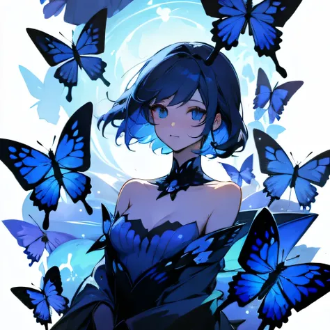 woman，Blue Butterfly