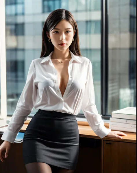 He wore a business shirt with a plunging neckline、Elegant upper-class elite secretary, Working in the office、厳格なsuitを着ている, Wearing pantyhose、Wear high-quality high heels、 Girl in a shirt, suitを着ている, suitを着ている, suitを着て, Businesswoman, Business Wear, 黒のsuitを...