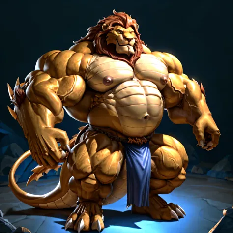 dragon&lion hybrid king, the hybrid slayer, eastern warrior, male dragon lion, hefty body, with very big muscles, hulking, huge, colossal body, extremely strong, huge abdominal muscles, hefty abs, pecs, plump big muscle abs, Strong and robust muscle abs, d...