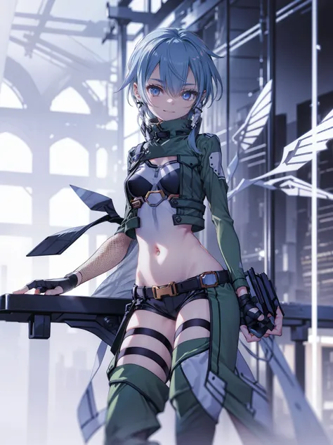 yuffiekisaragi, Yuffie Kisaragi,Haircuts, pixie cut,
壊す crop top, fingerless gloves, fishnet Thighhighs, fishnet, forehead protector, gloves, head band, belly button, short shorts, shorts, single sleeve, single thigh high, No sleeve, No sleeve turtleneck, ...