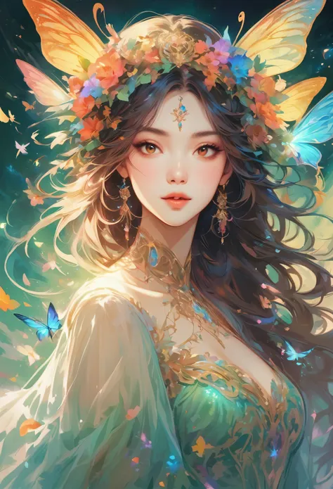 (masterpiece, Highest quality:1.2), Windの精霊,One girl:17 years old:Perfect Face,dance,butterfly々,flower,Wind,effect,Familiar,magic effect,Light,Light, Artistic, Artist, Color Art, Use of magic,Fancy,Fantasy,beautiful,masterpiece,masterpiece,Sparkling,Rich c...