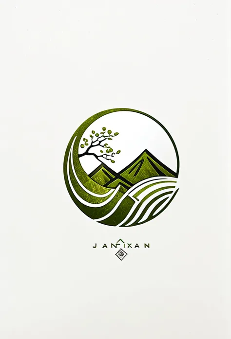 Fashionable logo marks of Japanese landscape companies

 A cool logo that looks like a landscaping company

 Pretty cool
 Stylish design
 chic and modern design

 The logo is mainly white and the pattern is moss green

 White background