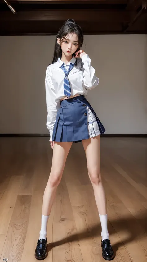 ((masterpiece)),(((最high quality))),(((((Full body shot of a girl taken from the floor:1.7))))),((Photograph the whole body from knee height:1.6)),((((((Please stand up straight with your legs together:1.9)))))),((Thin thighs)),((Long legs)),(((Girl standi...