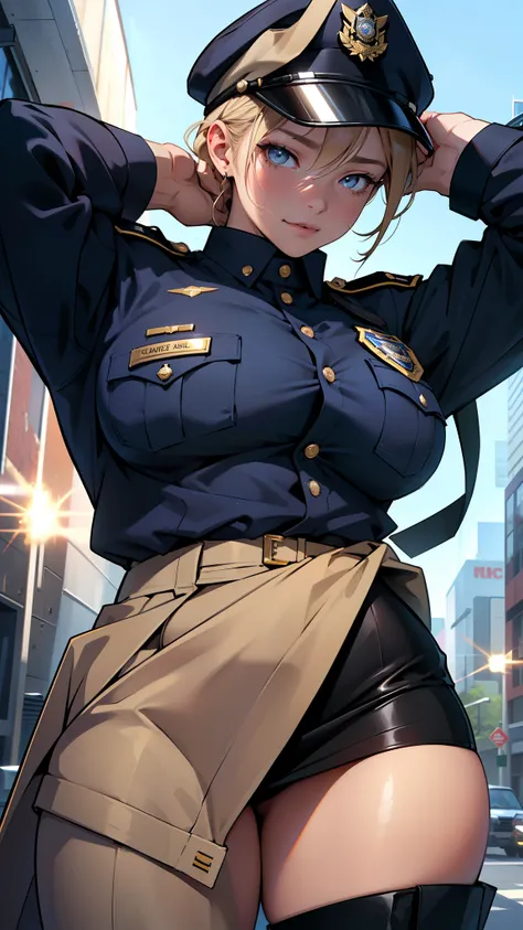 Prompt: (NSFW, High Resolution, 4K, Masterpiece:1.2), Officer A, uniform, mini skirt, Playful, Shake Z

Description: In this captivating and high-definition masterpiece, Officer A is depicted in a sensual yet professional manner. Clad in a tight-fitting un...