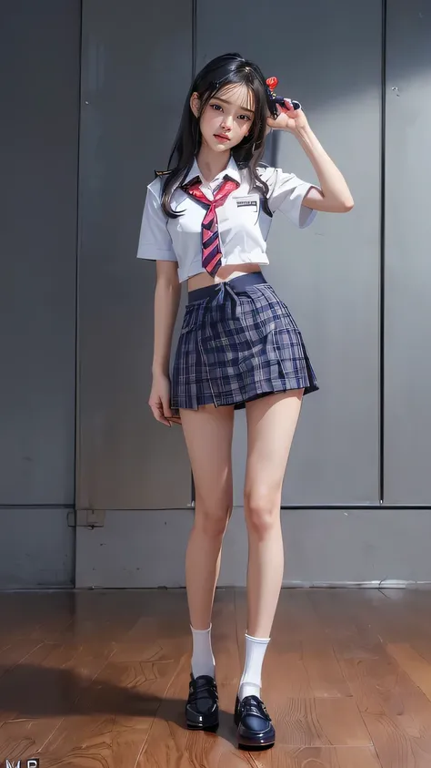 ((masterpiece)),(((最high quality))),(((((Full body shot of a girl taken from the floor:1.7))))),((Photograph the whole body from knee height:1.6)),((((((Please stand up straight:1.9)))))),((Thin thighs:1.3)),((Long legs:1.4)),(((Girl standing in a school c...