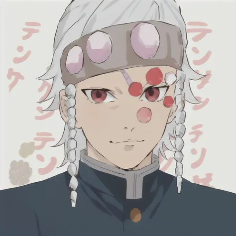 anime character with white hair and red eyes and a gray hat, haruno sakura, shiro takatani, nagito komaeda, inspired by kamisaka...