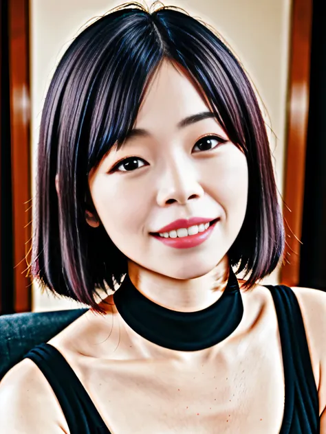 very cute and beautiful girl,(Very detailed美しい顔),(Pink leotard:1.2),Sleeveless,(Captivating smile:1.2),blush,((Bob Hair:1.2)).Black Hair,View your audience, (Highest quality,masterpiece),Absurd,High resolution,Very detailedな,Very detailed,32K,8k resolution...