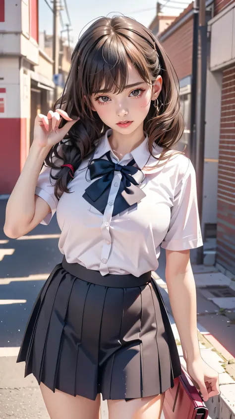 (high school girl uniform),(random porn pose),(Thin type:1.8),(big breasts),(random hairstyle),(Highest image quality,(8k),ultra-realistic,best quality, high quality, high definition, high quality texture,high detail,beautiful detailed,fine detailed,extrem...