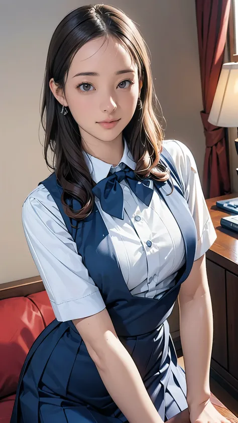 (masterpiece:1.2, Highest quality), (Realistic, photoRealistic:1.4), Beautiful illustrations, (Natural Side Lighting, Cinema Lighting), Written boundary depth, Beautiful thighs staring at the viewer, 1 female,20-year-old,alone,(With background:Hotel Rooms)...