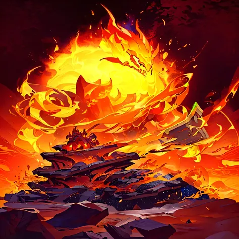 a cartoon picture of a fire breathing monster with a flame in the background, fire elemental, fire golem creature, hearthstone art, hearthstone concept art, fire giant, the fire king, hearthstone card art, hearthstone artwork, hearthstone card artwork, hea...