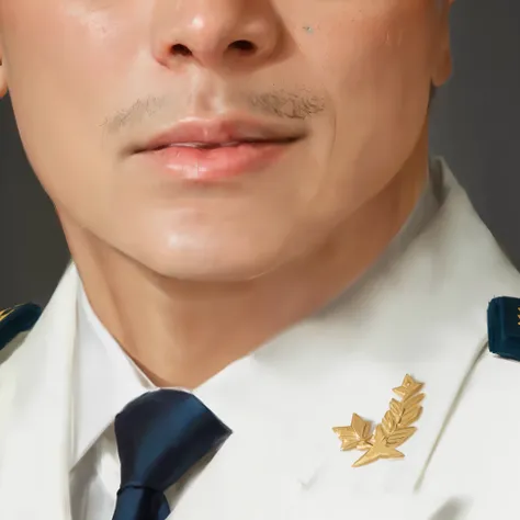 Wearing military uniform、Wearing a tie、Alafud man with a star on his lapel, Portrait close-up, Close-up portrait shot, Close-up portrait, Close-up portrait, Portrait close-up, Official Photos, 完整Close-up portrait, Professional close-up photos, John Jude Pa...