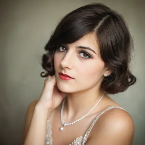 a photographic portrait of beautiful Italian young woman 1920s style 