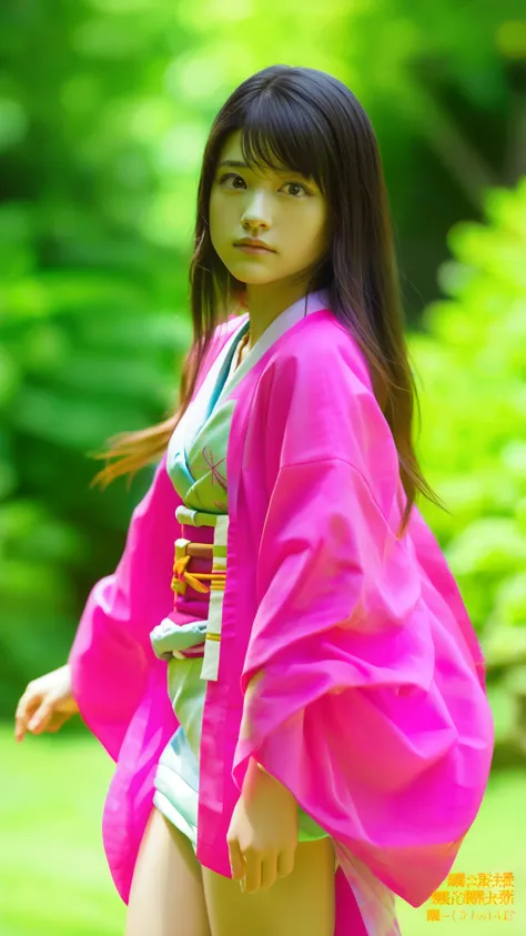 Cute Japanese woman, (16 years old), (Very cute face: 1.3), White moist skin, Looking at the camera, Melancholy expression,
BREAK,
Idol,
BREAK,
(Wearing cute kimono: 1.3), (Highly revealing kimono), Very large earrings, Short length,
BREAK,
(Fighting pose:...