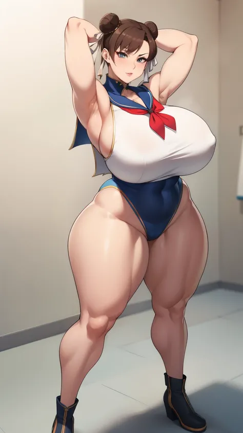 Big Breasts, Big Hips,Full Body Shot, Mature mother, Whipping the lower body, Plump thighs, ox, Seductive mature woman, Perfect body, Plus Size Model, Very thick pubic hair, very dense armpit hair, Sailor suit, Wear a miniskirt,Chunli,