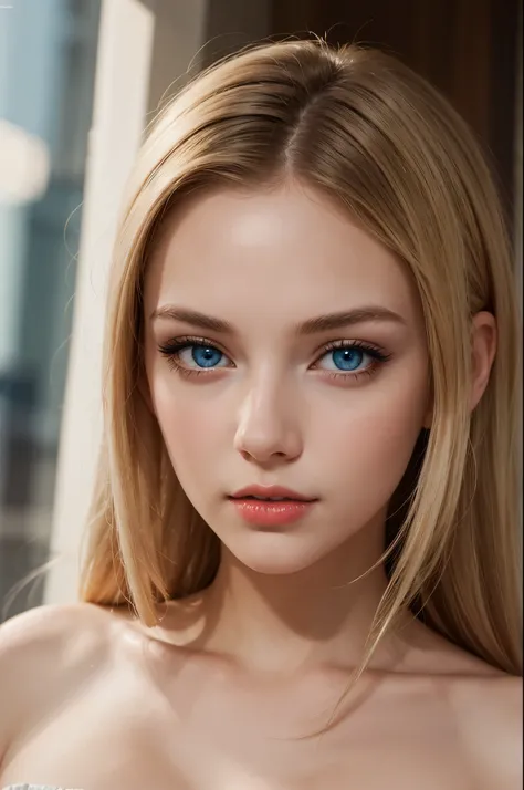 (Best quality,8k,high resolution,masterpiece:1.2),Digital Artwork, A girl,Delicate face,Delicate eyes,Mi blonde hair,Long straight hair,shiny blue eyes,Red lips,Men's white collar shirt,suspender long skirt,necklace,particle,dust,Slightly blush,shy,in ...
